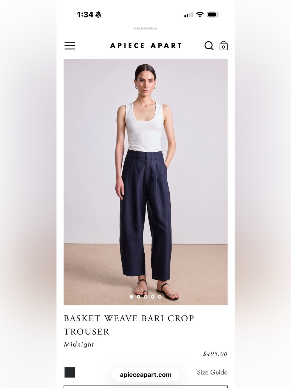 Apiece Apart Basket Weave Bari Crop Trouser — Midnight NWT Size 8.